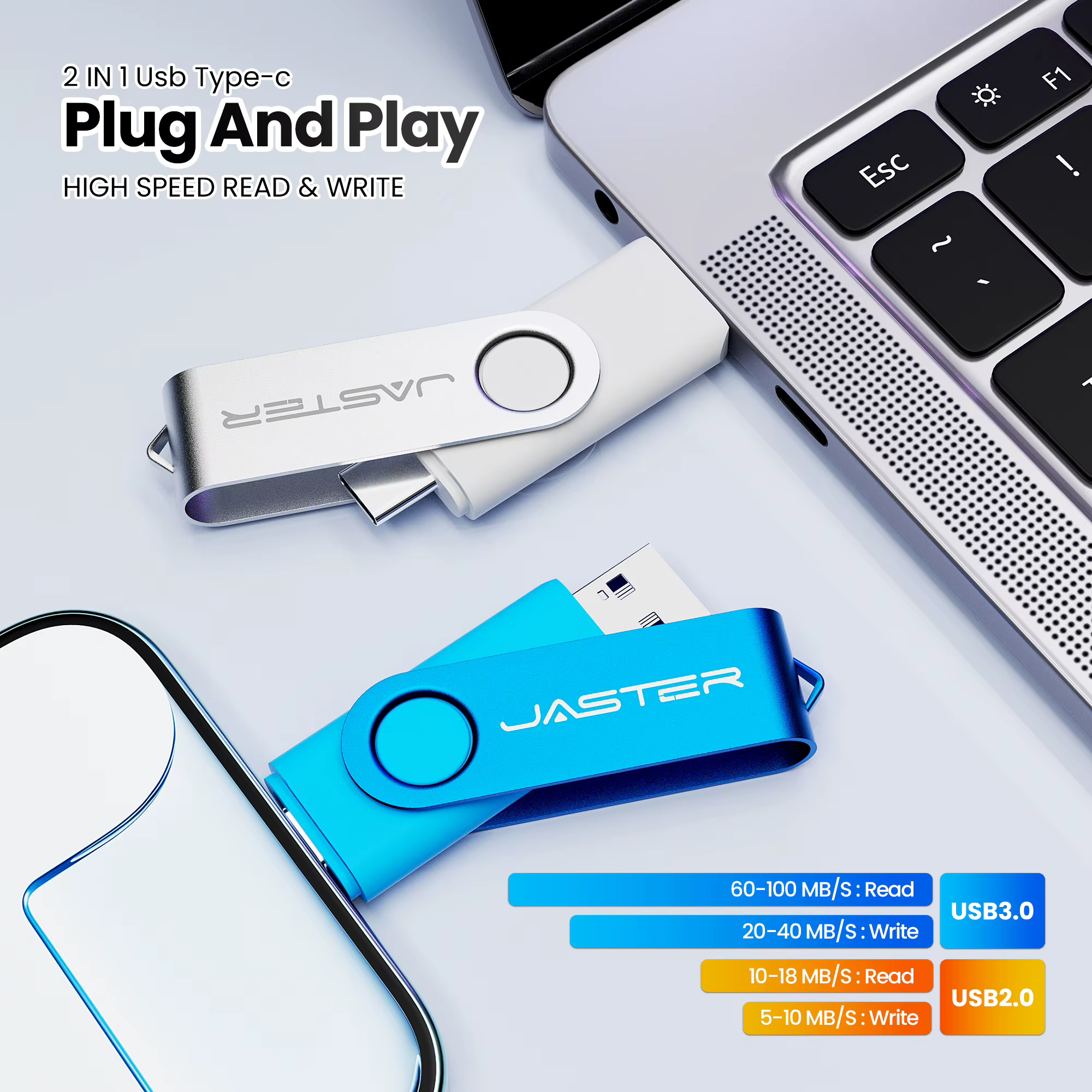 Extensions de téléphone OTG, clé USB de capacité réelle, clé USB avec Logo personnalisé gratuit, avec porte-clés, disque U 64 go/32 go/16 go