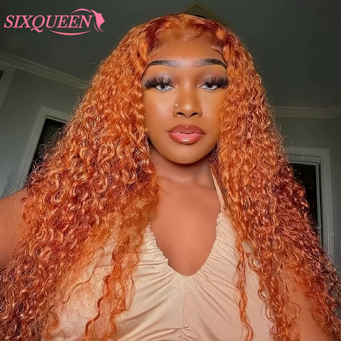 Perruques de cheveux humains au gingembre vague profonde 13X6 30 pouces Hd dentelle frontale