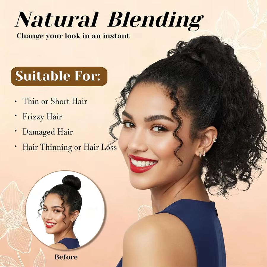 Queue de cheval courte bouclée afro pour femme