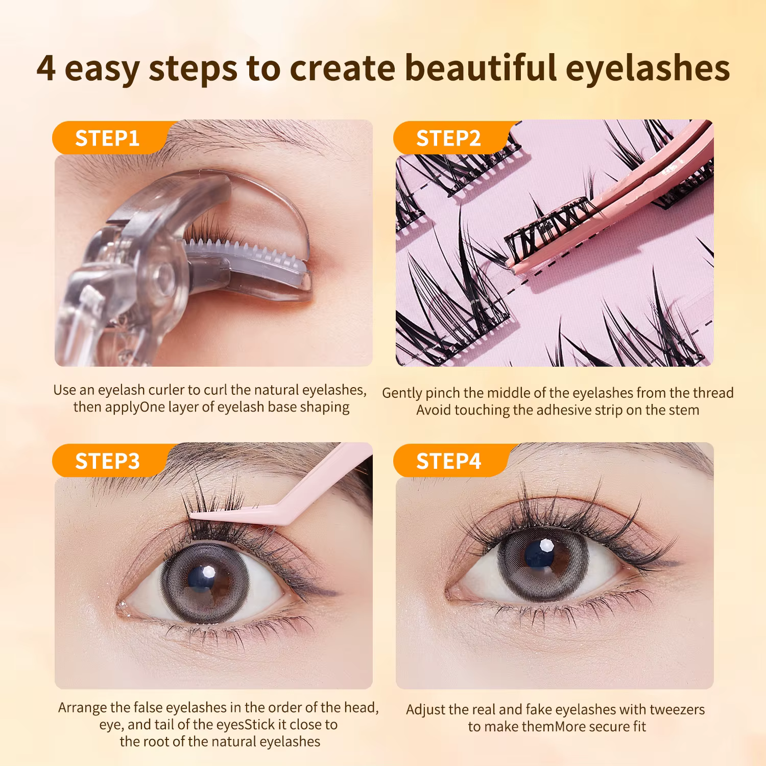 Nouveaux cils auto-adhésifs sans colle Extensions de faux