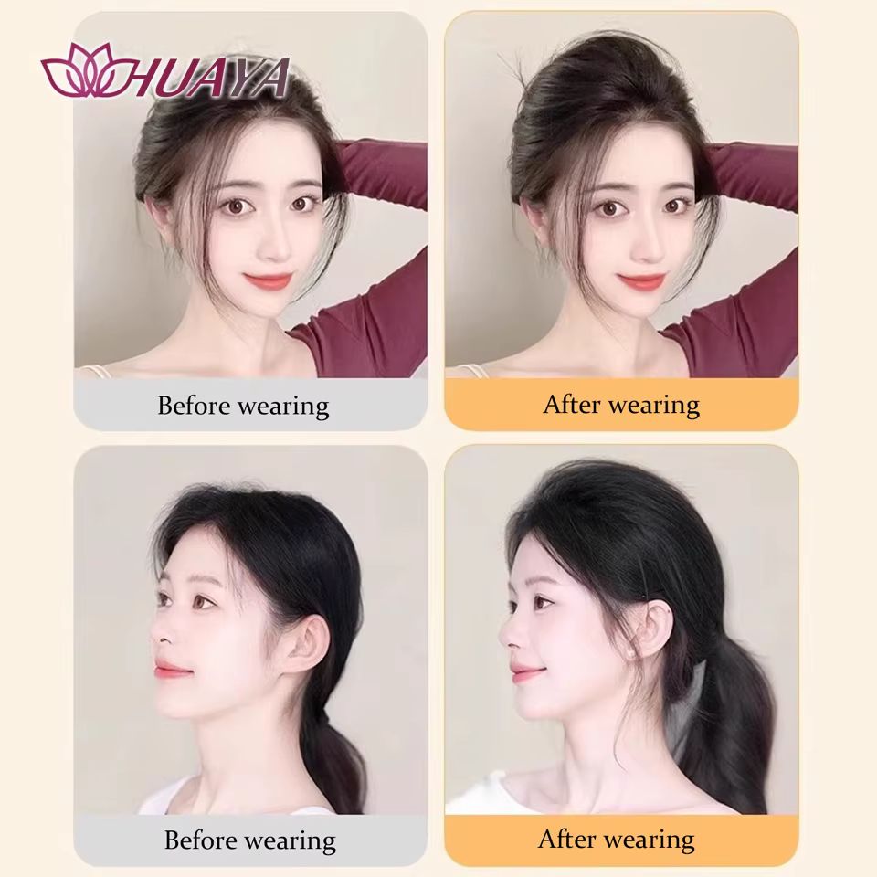 Pièces de cheveux synthétiques courtes et lisses