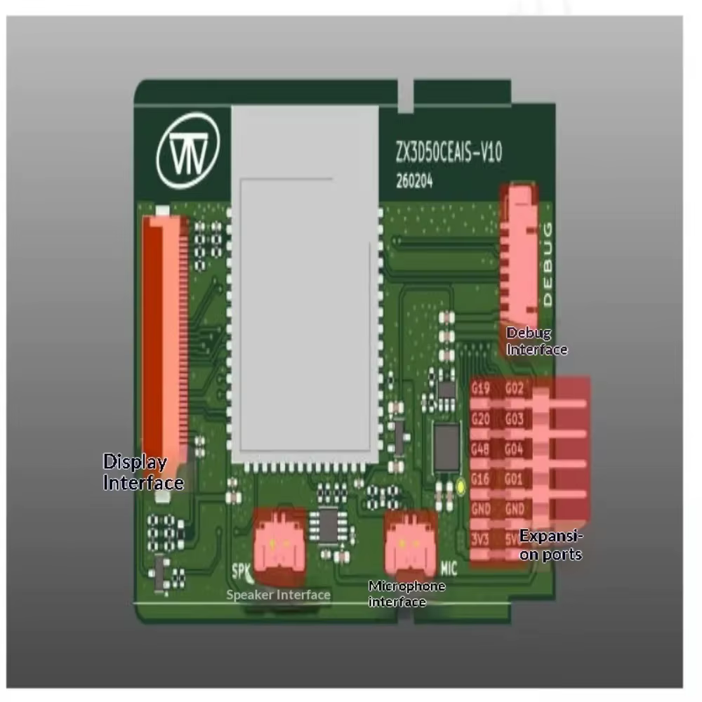 Carte de développement vocal IA Cloud ESP32 S3 ZX3D50CEAIS PCBA Cloud