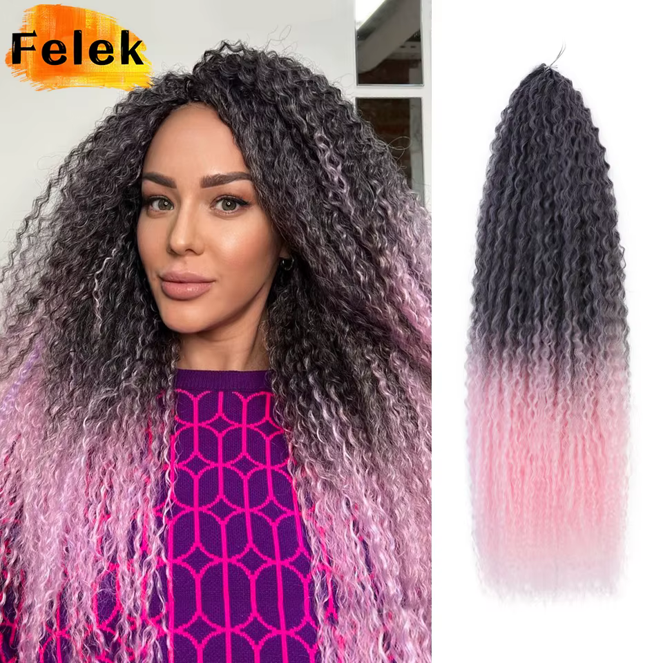 Tresses brésiliennes synthétiques bouclées Extension de tressage doux 20-28 pouces Afro Crochet cheveux longue vague