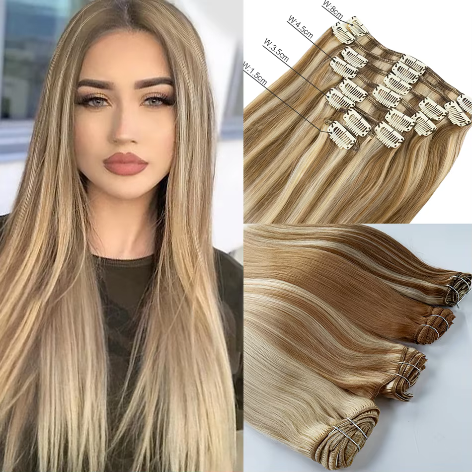 Extensions de cheveux naturels à clipser