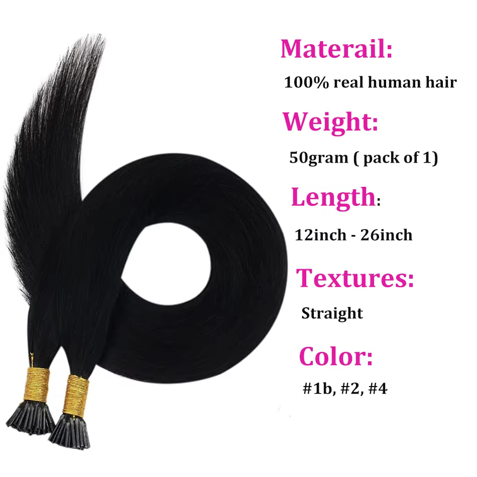 I Tip Extension de cheveux droite 100%