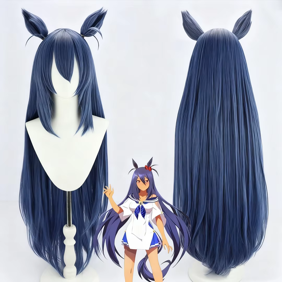 Cosplay Uma Musume jolie Derby Hishi Amazon perruque Halloween anime fête bleu longue