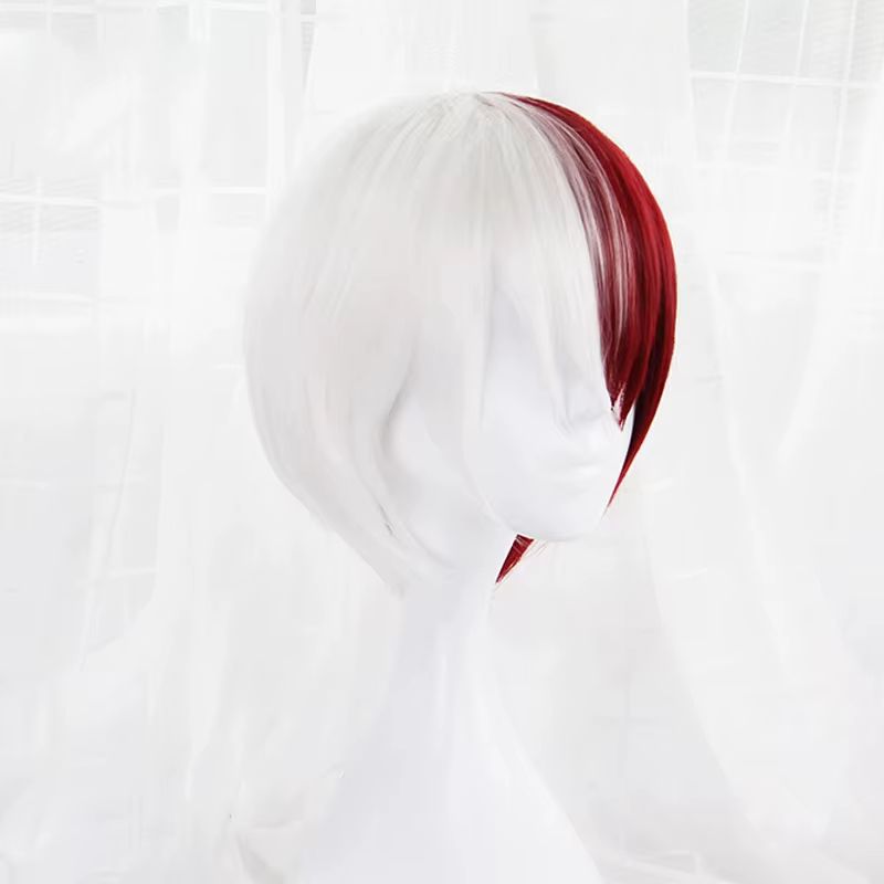 Haute qualité Boku no Hiro Akademia Shoto Todoroki Shouto Cosplay perruque argent blanc rouge Anime perruques +
