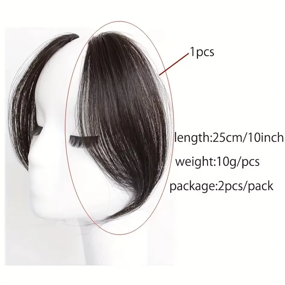 2 pièces frange latérale Extension de cheveux synthétiques pince facile