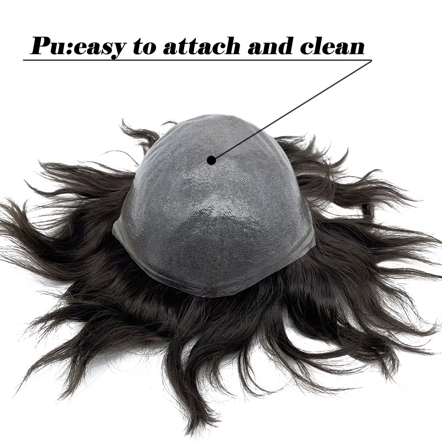 Toupet hommes capillaire prothèse perruque homme 0.06mm peau complète réel cheveux humains perruques courtes morceau