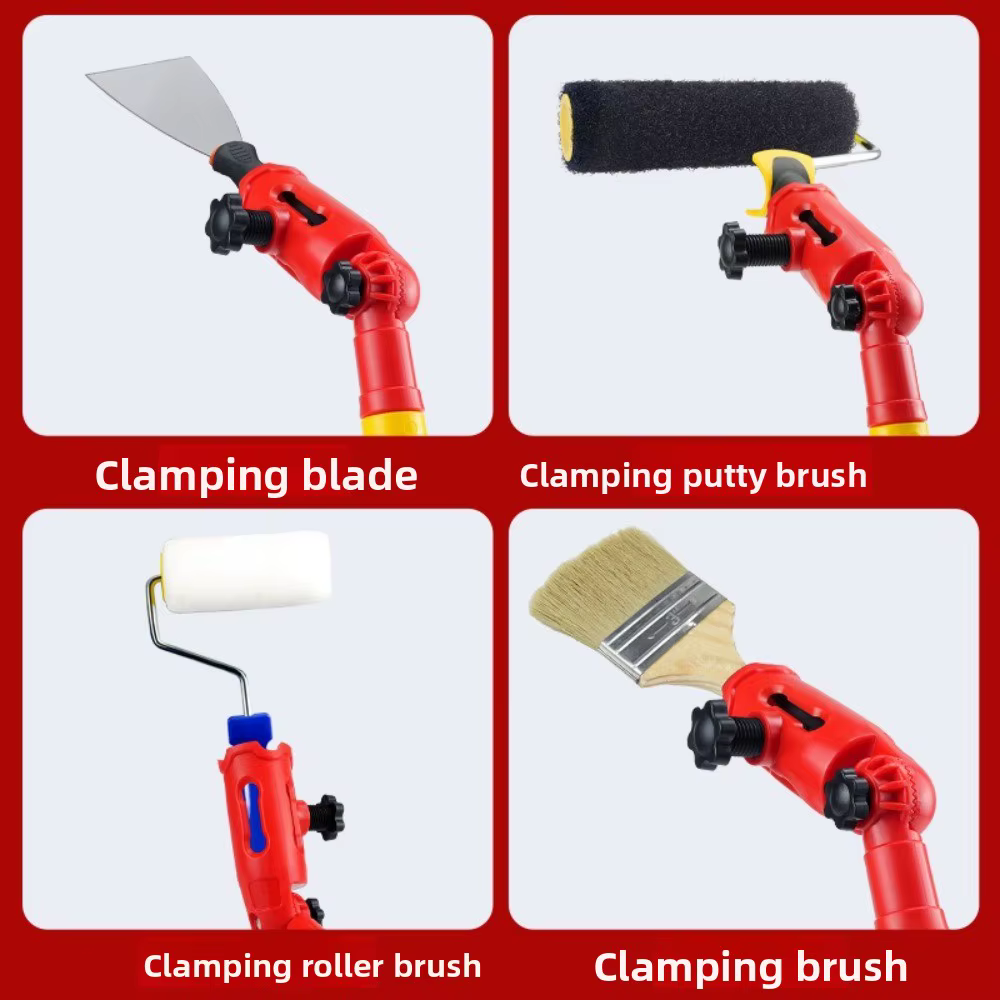 Extension de pinceau à peinture multi-angle, tête rotative, support de brosse à peinture en plastique, support de fixation de poteau d'extension pour plafond haut