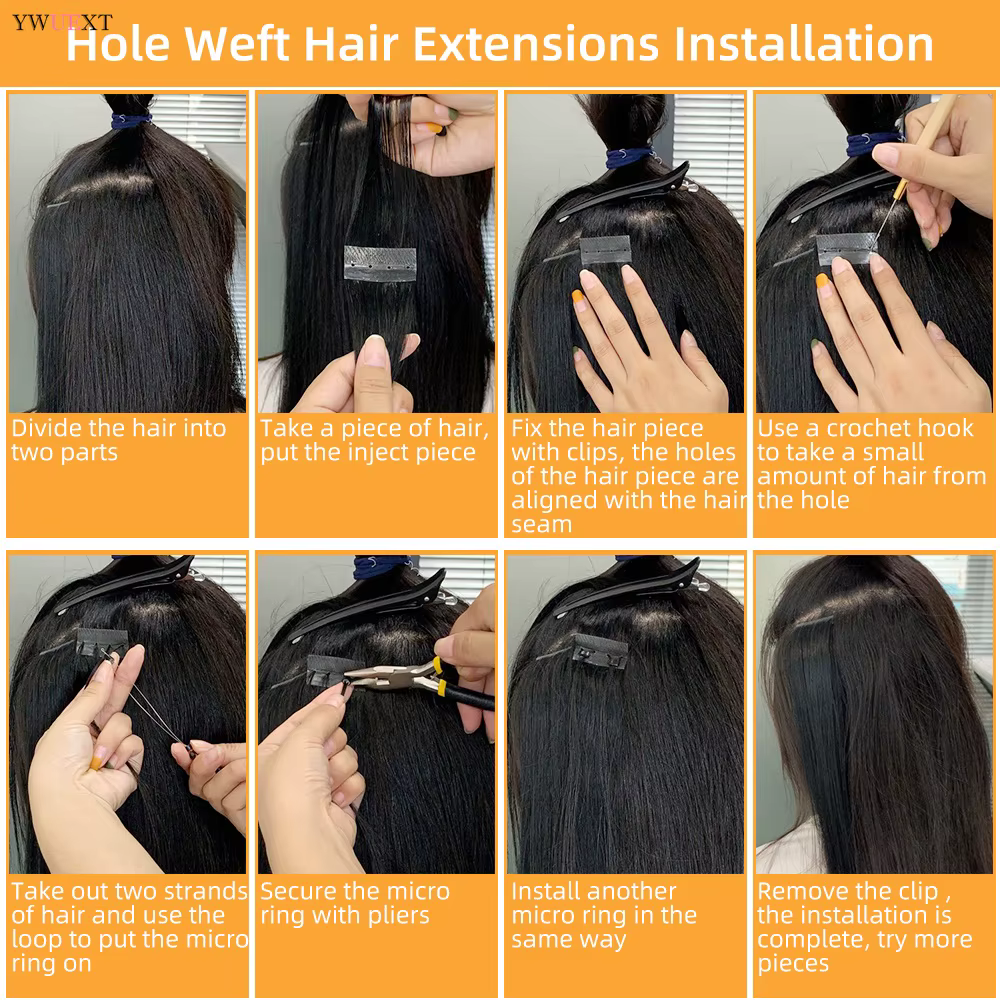 Extensions de cheveux invisibles à double onglets