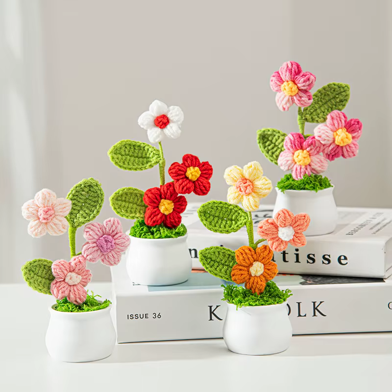 Fleurs au crochet tournesol, fleurs tricotées, cadeau de remise de diplôme, cadeau pour invité de mariage, fleur artificielle, accessoires de bureau, décoration de mariage, Girasol