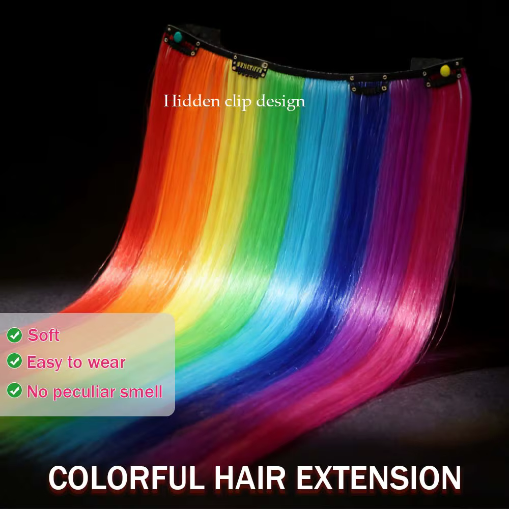 Extensions synthétiques de cheveux colorés de 22 pouces