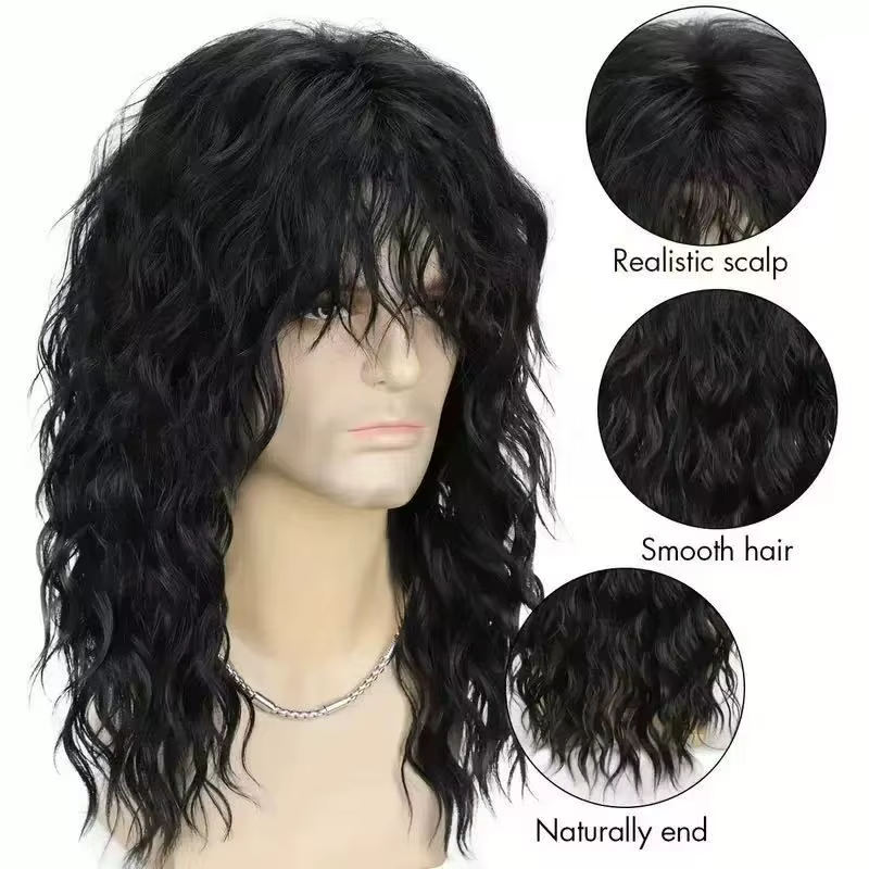 Perruque synthétique Rock de 18 pouces pour hommes/femmes