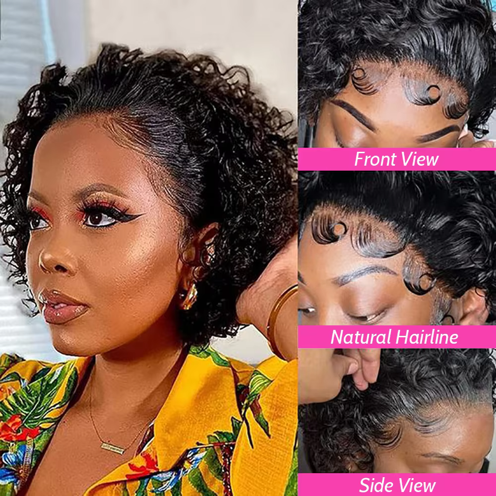 Perruque Lace Front Wig Remy brésilienne bouclée Rose