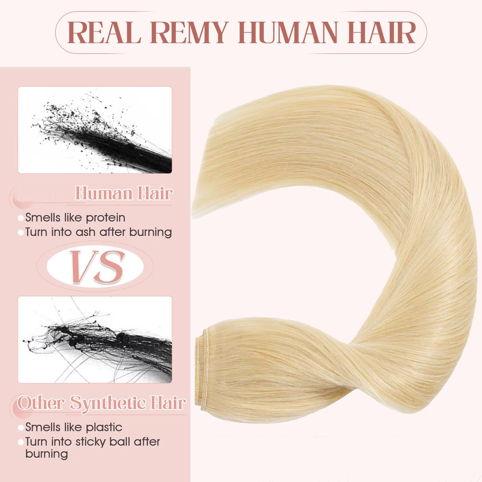 Extensions de cheveux naturels à clipser