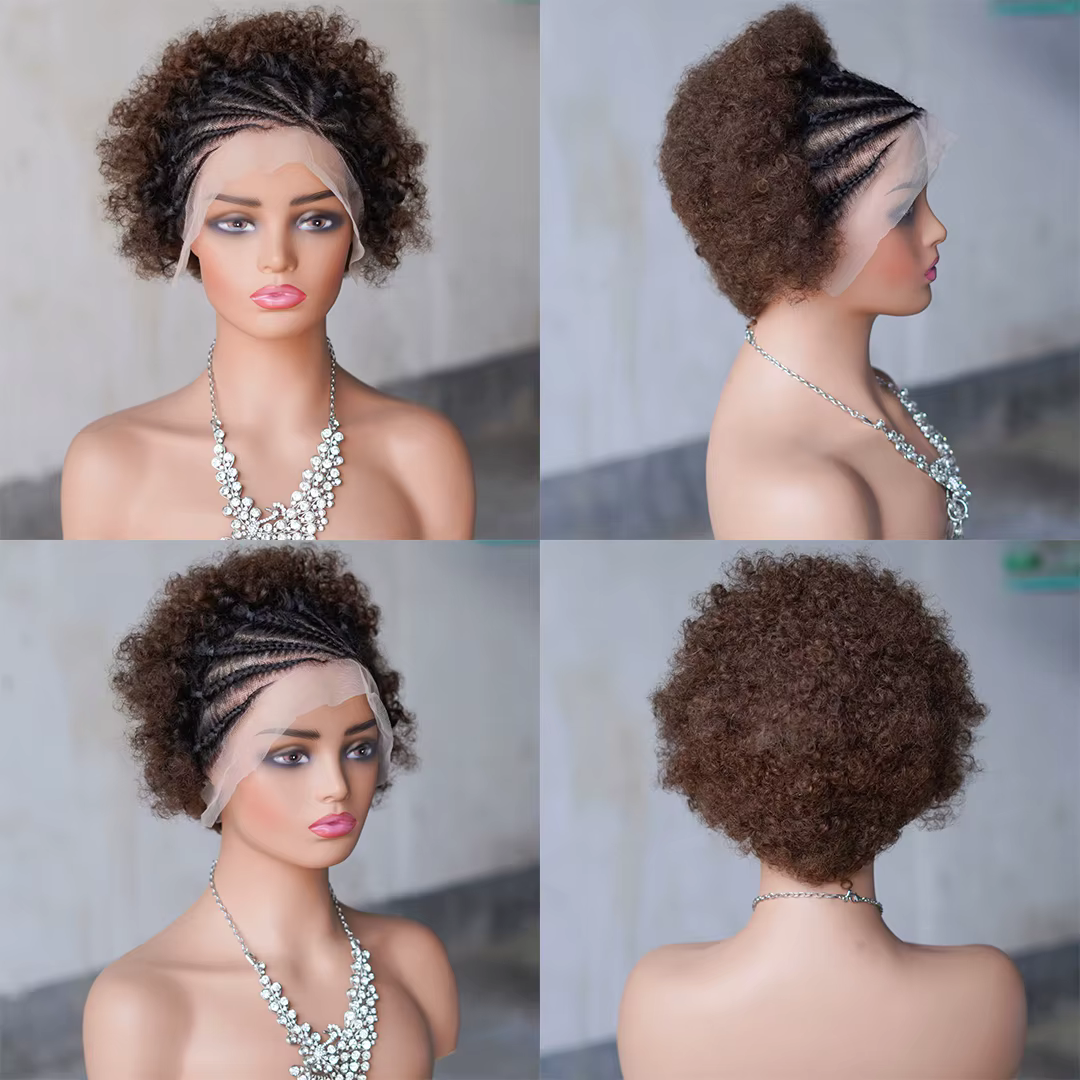 Perruques afro bouclées avec tresses pour femmes