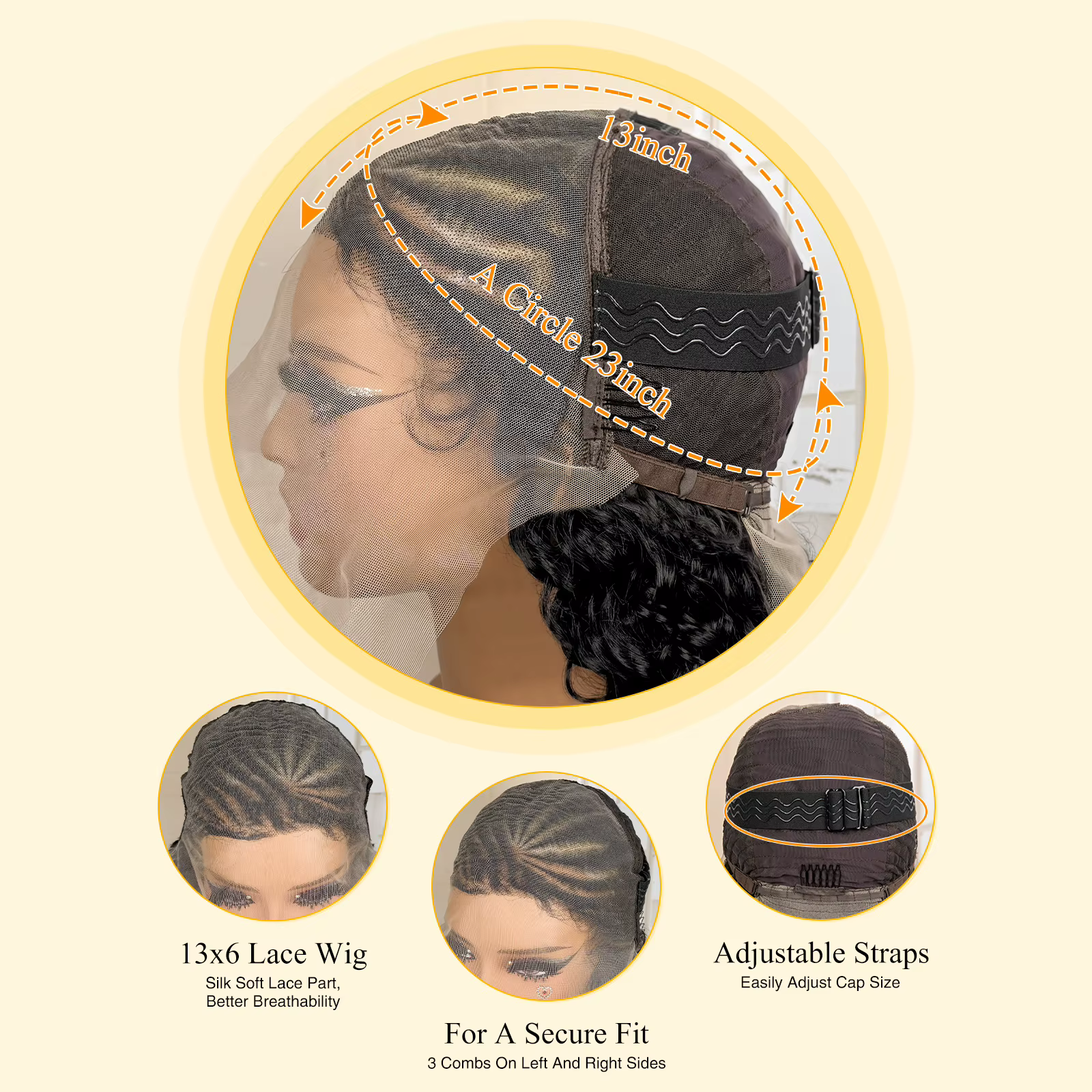 Perruque synthétique tressée en cornrows avec dentelle frontale 13x6
