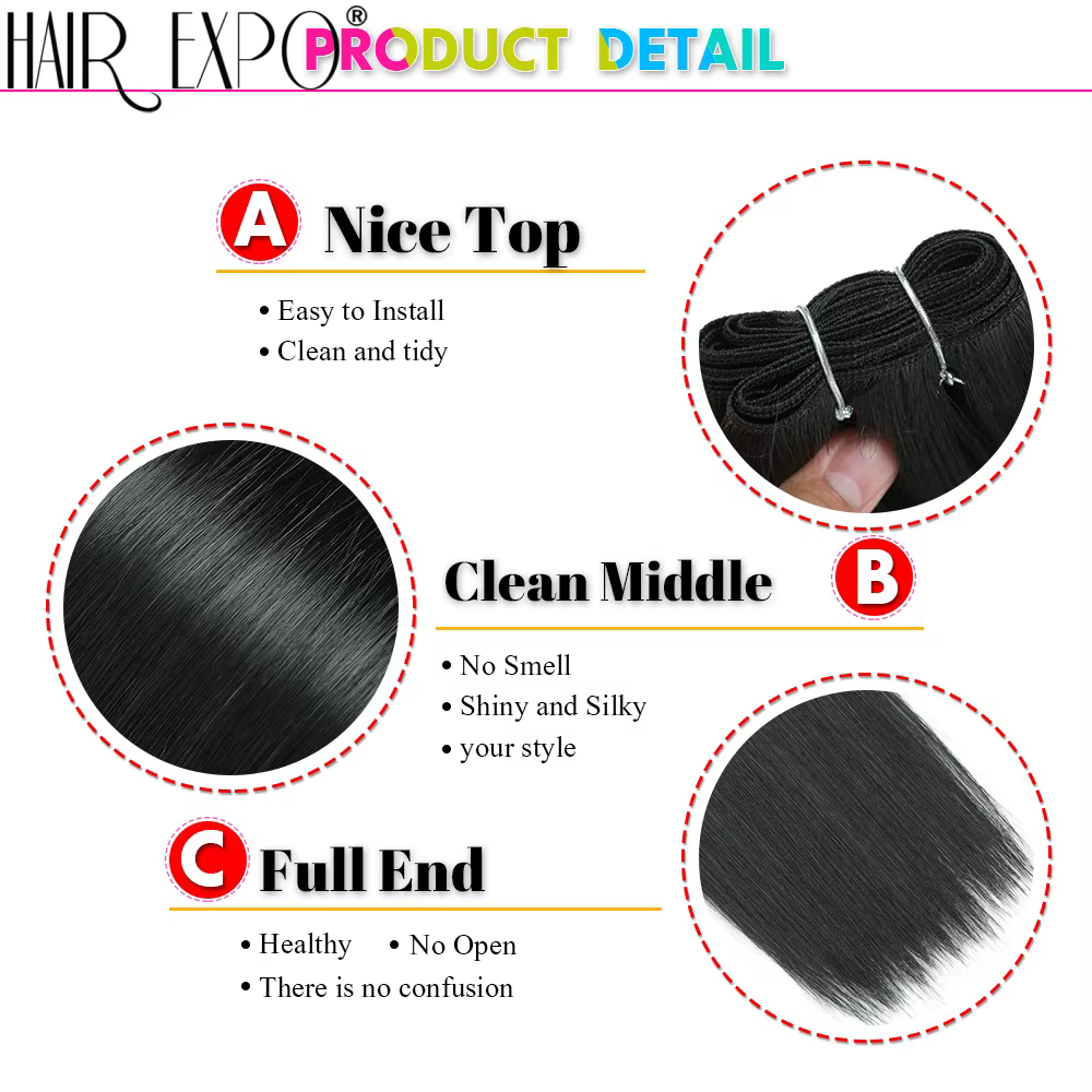 Extensions de cheveux synthétiques lisses de 18 pouces