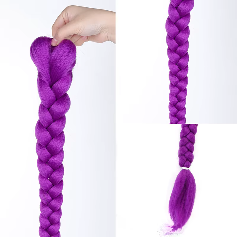 Queue de cheval synthétique tressée violette pour enfants