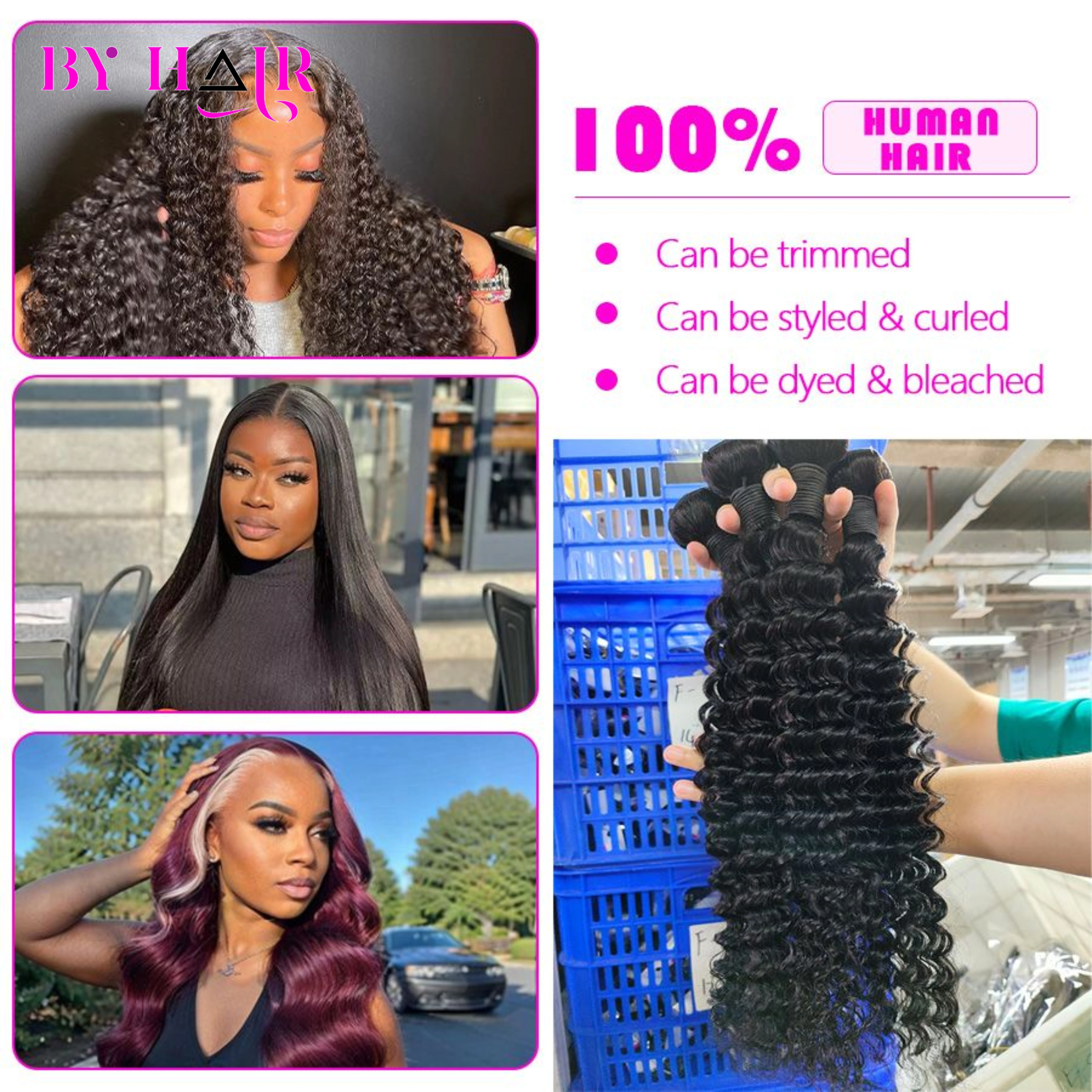 Tissage Humain Hair 28 30 32 Pouces Deep Wave