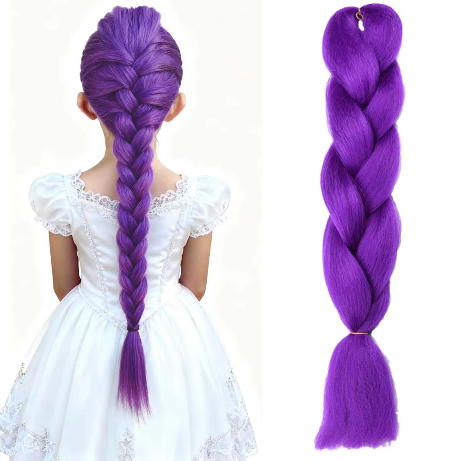 Extensions de cheveux synthétiques tressés violets longs de 24 pouces