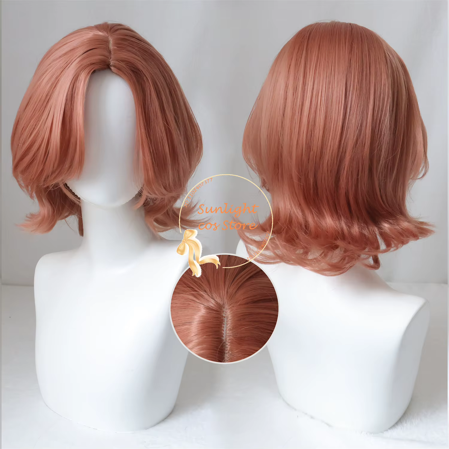 Perruque de Cosplay Synthétique Brune Courte avec Bonnet