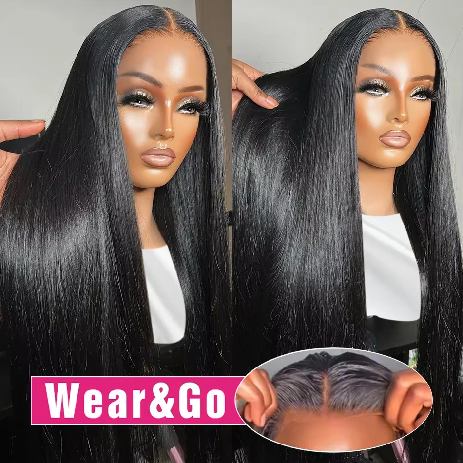 Wear Go perruque sans colle 30 34 pouces os droit 13x6 HD dentelle frontale