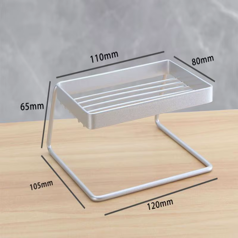 Porte-savon auto-drainant en acier inoxydable, design minimaliste, pour douche, salle de bain, évier de cuisine, rangement fonctionnel