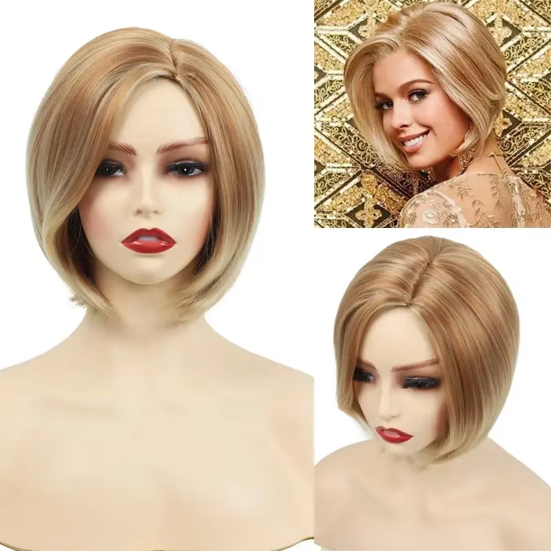Perruque Bob courte brune naturelle pour femmes