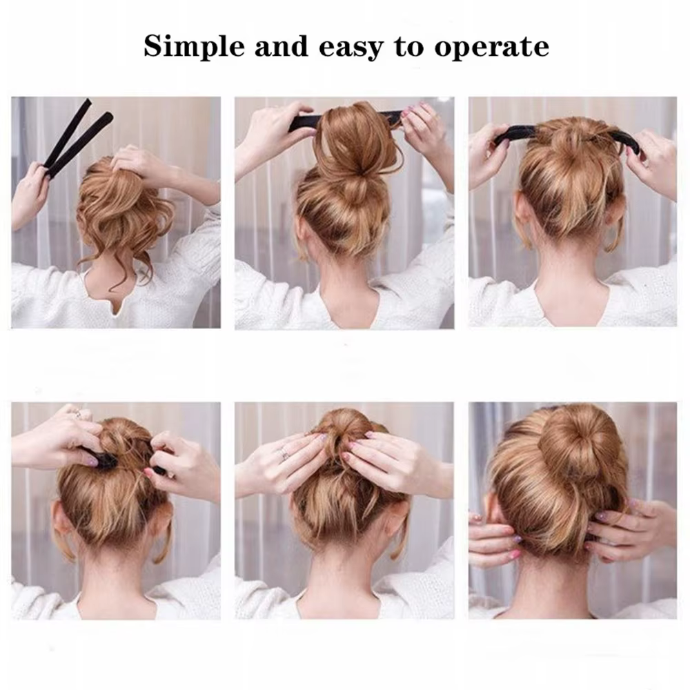 Tresse française outils de coiffure bricolage fabricant de chignon magique accessoires de tresse de cheveux torsion éponge beignet chignon fabricant coiffure marron