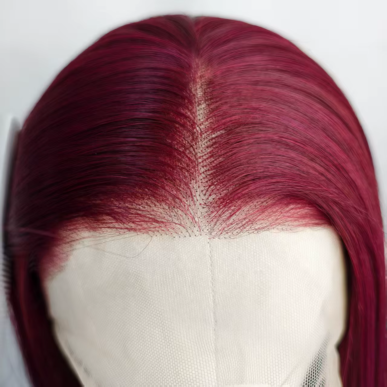 Perruque Lace Front Rouge Vin Pré-Pluckée