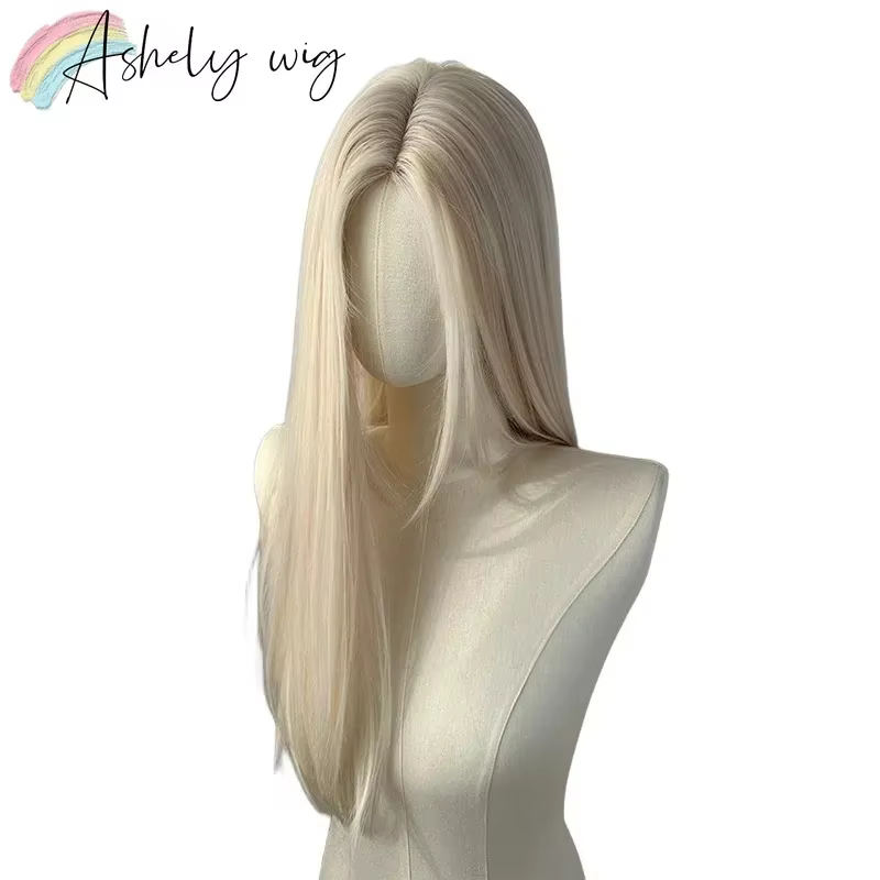 Perruque blonde longue droite pour femme