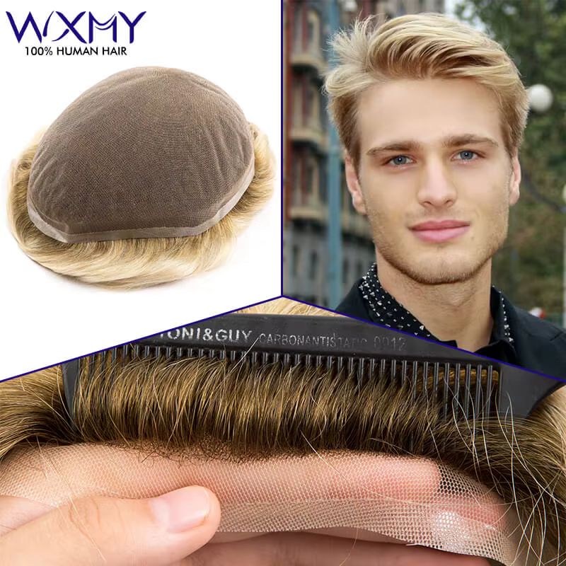 Perruque complète en dentelle pour homme