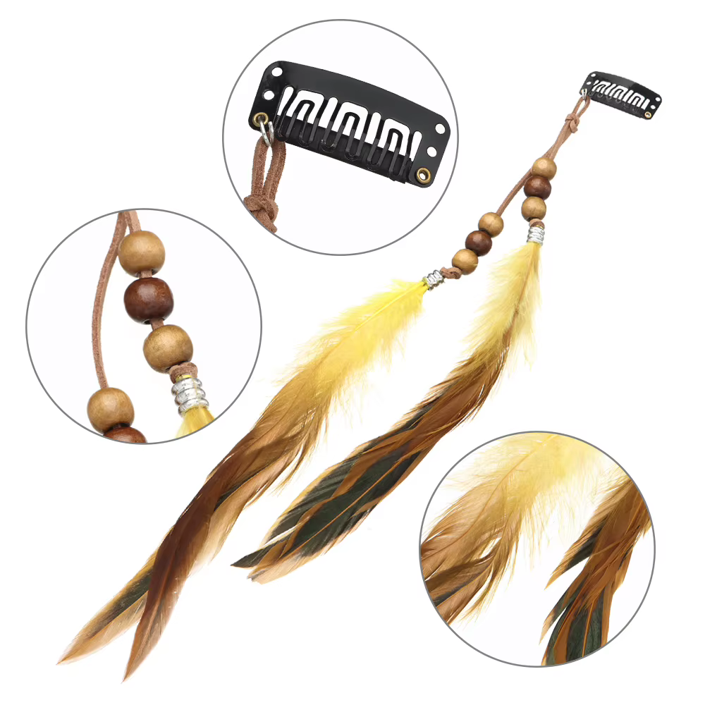 Pince à Cheveux en Plumes Colorées pour Femme