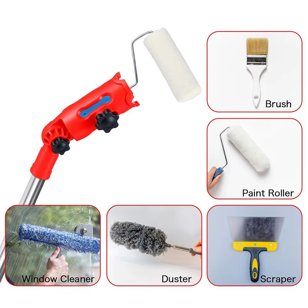 Extension de pinceau à peinture multi-angle, tête rotative, support de brosse à peinture en plastique, support de fixation de poteau d'extension pour plafond haut