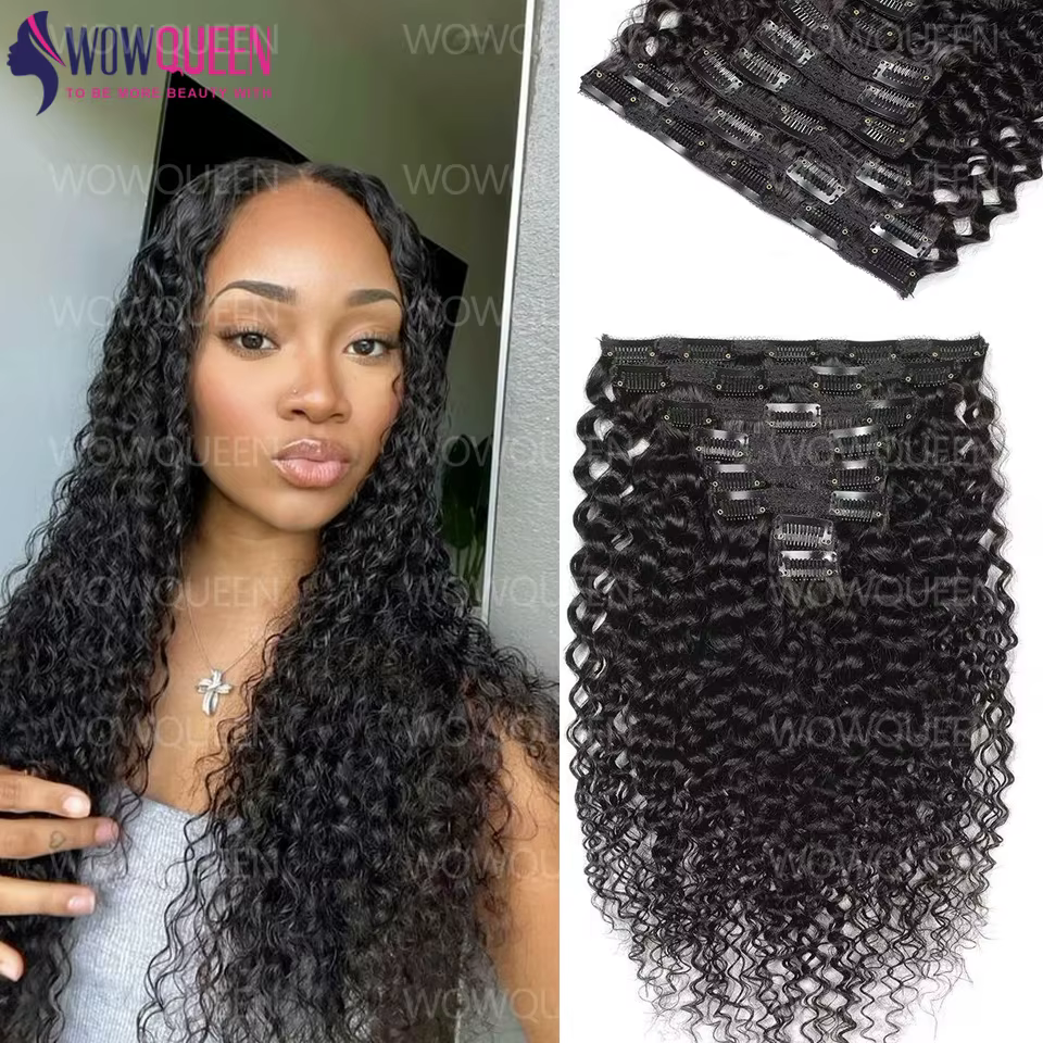Extensions de cheveux humains bouclés afro crépus à clipser