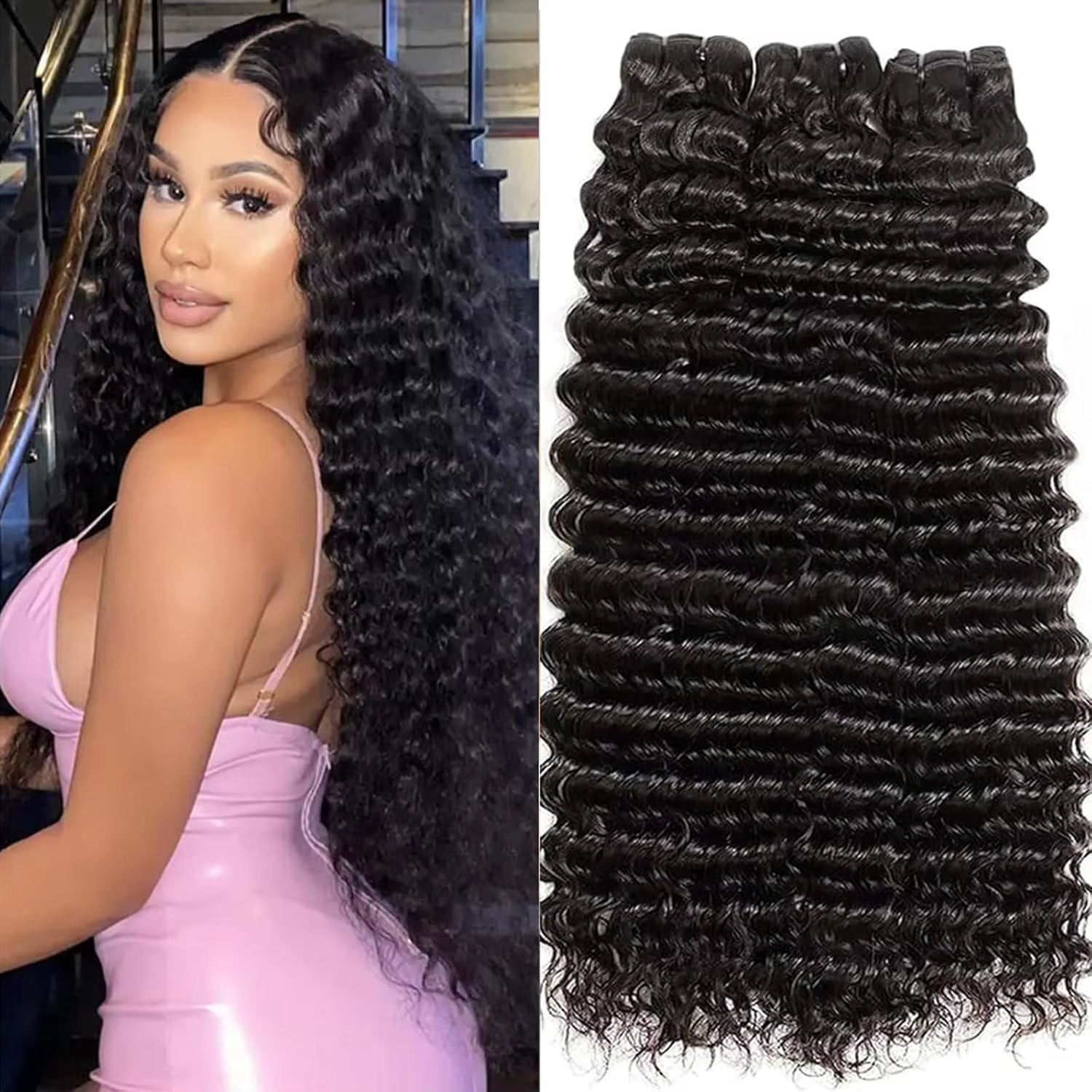 Lots de Cheveux Humains Ondulés Profonds (Loose Deep Wave) de 32