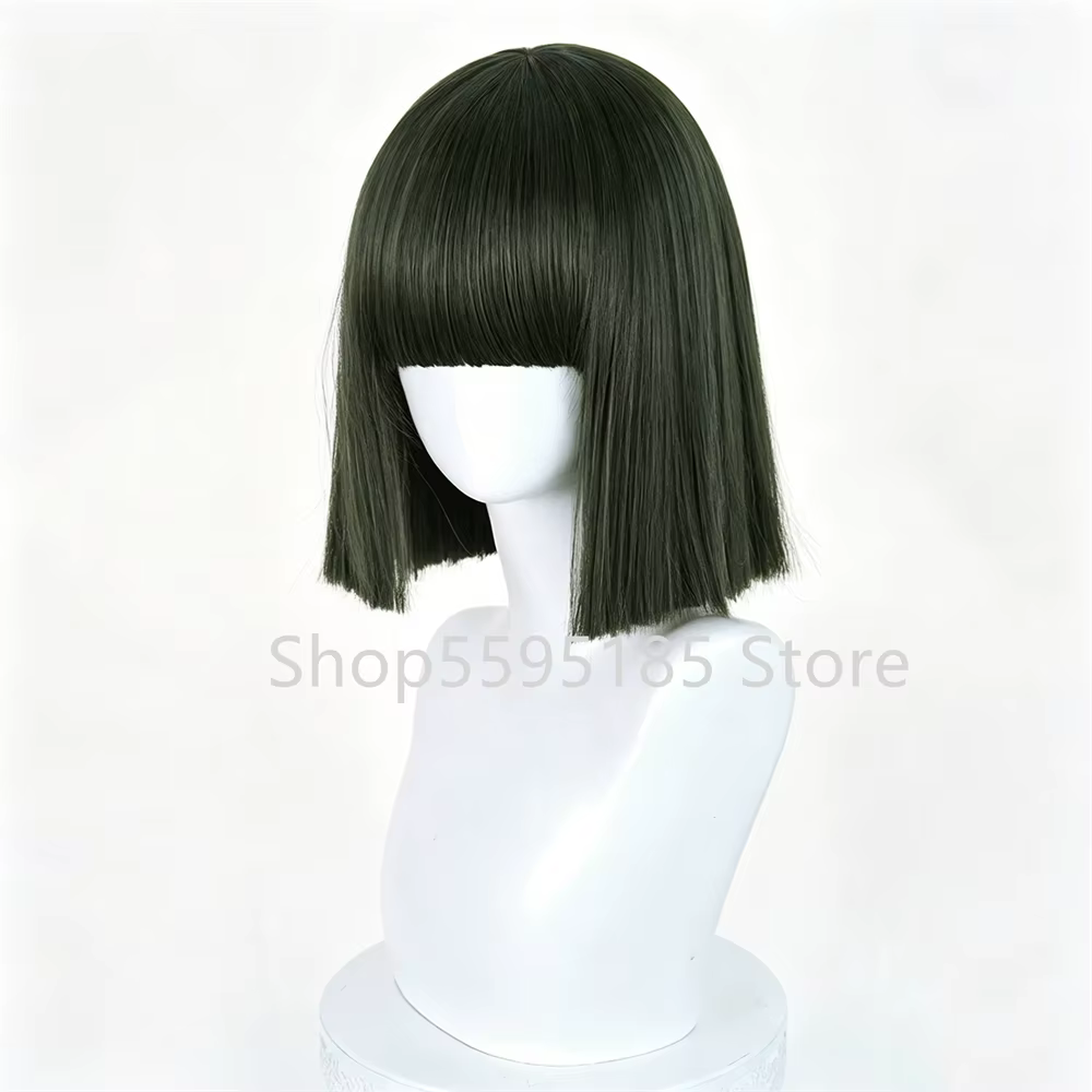 Perruque de cosplay Anime Haku, vert armée, courte et droite, en cheveux synthétiques résistants, effet ondulé, velours, pour Halloween et jeux de rôle