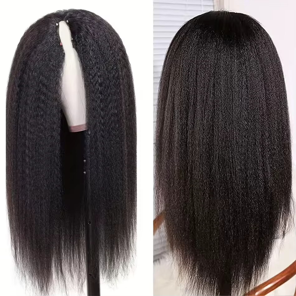 Perruques en cheveux humains lisses crépus sans colle