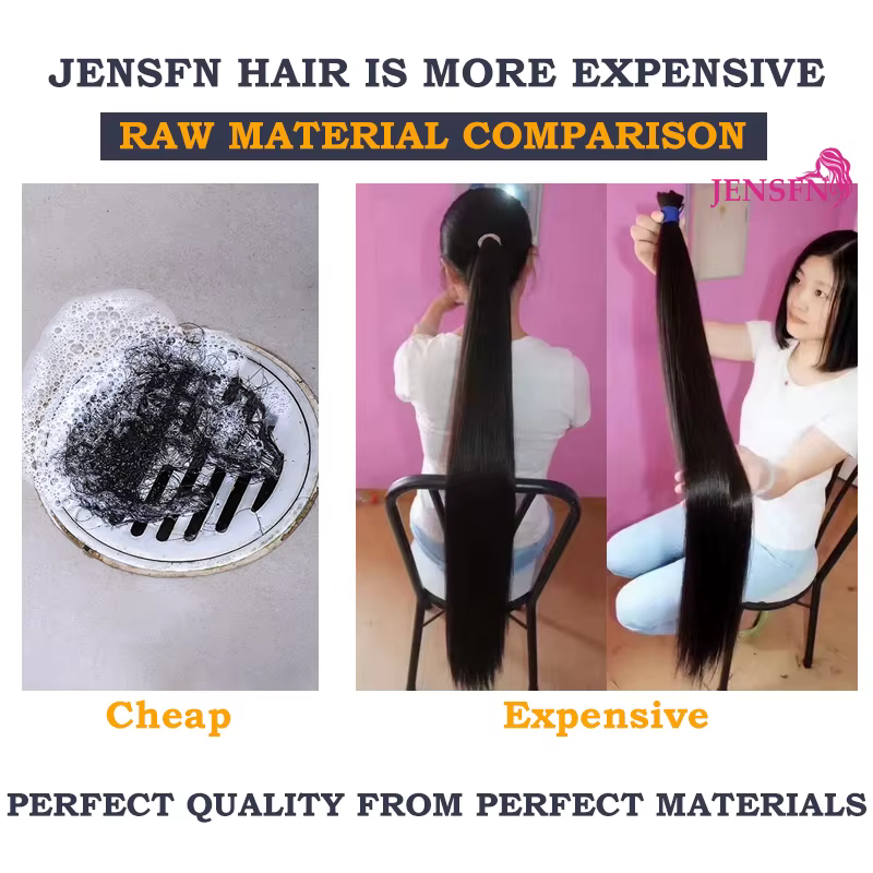 Extensions de cheveux humains à pointe plate JENSFN