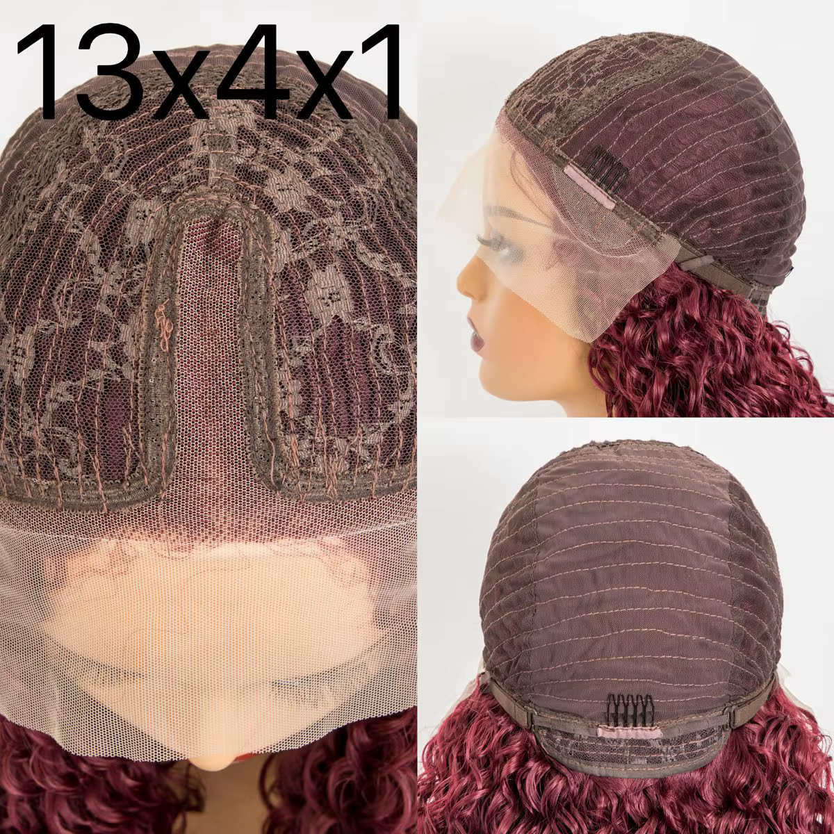 Perruque courte bob coupe droite ultra-lisse couleur rouge bordeaux 99J 13X4X1 avec dentelle frontale complète pour