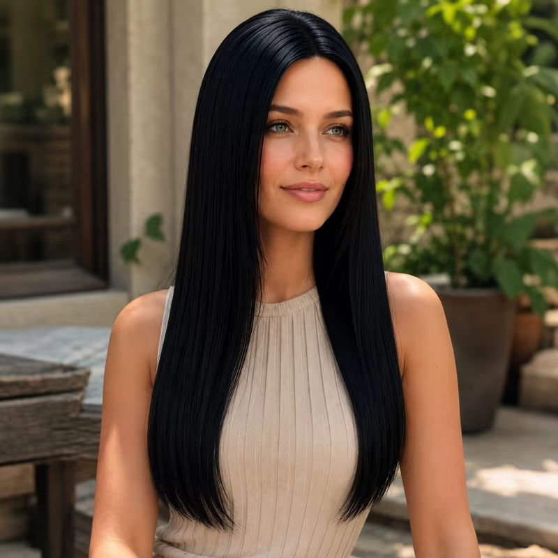 Perruque synthétique lisse pour femme