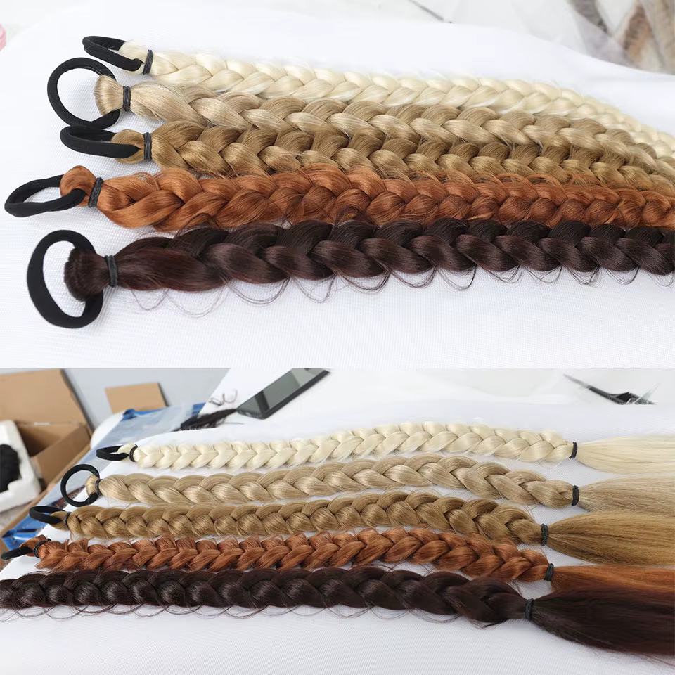 Extension de cheveux queue de cheval tressée synthétique avec élastique