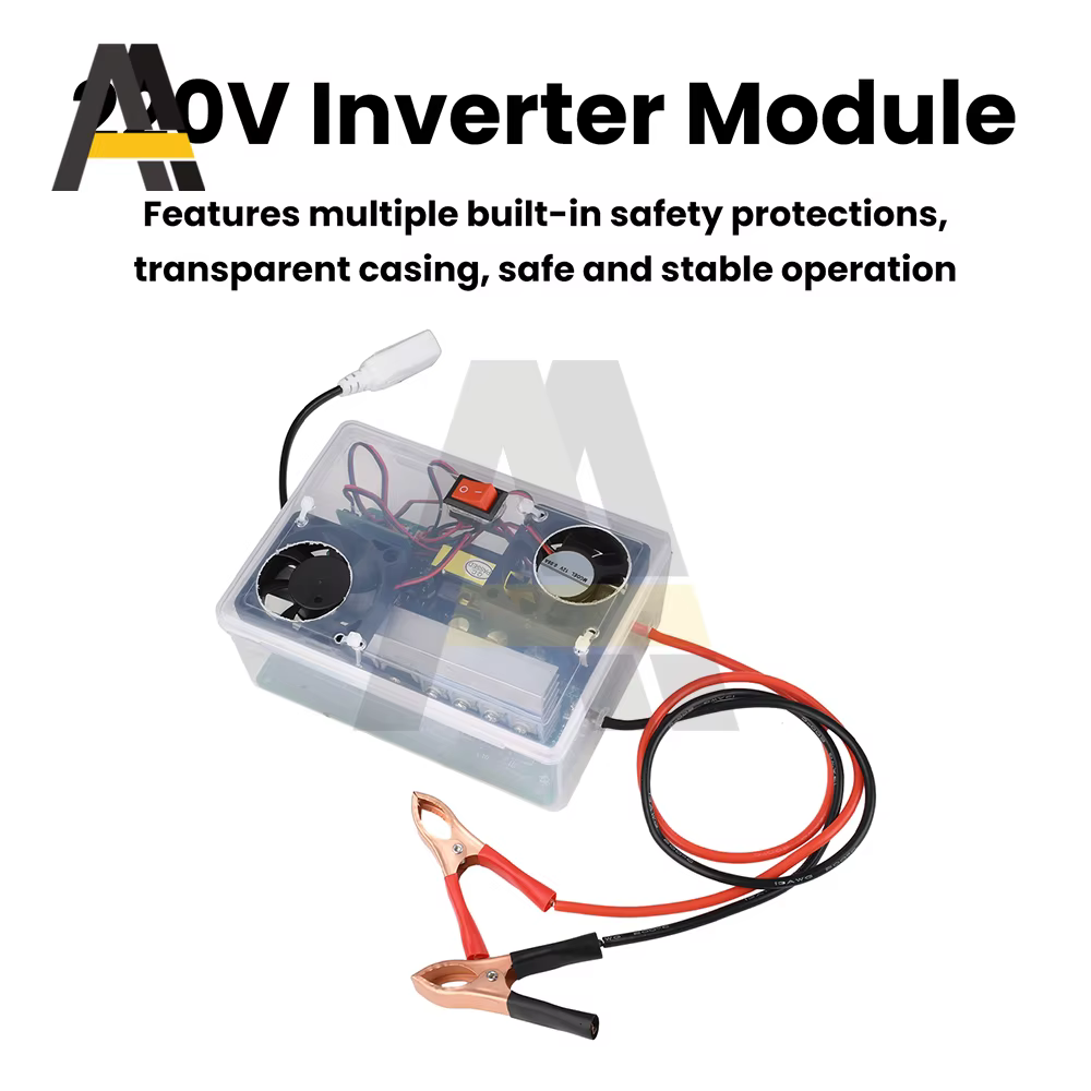 Module onduleur 500W DC 12-14.5V vers AC 220V avec ventilateur de refroidissement et interrupteur de sécurité pour petits outils électriques et cuiseurs à riz électriques