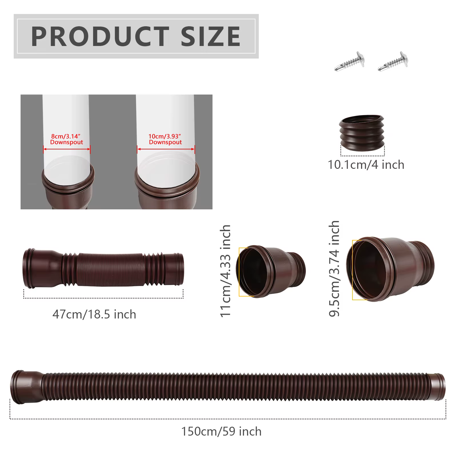 Tuyau de descente rond extensible | Tuyau de drainage flexible et durable - extensible, résistant aux intempéries, antigel et anti-explosion.