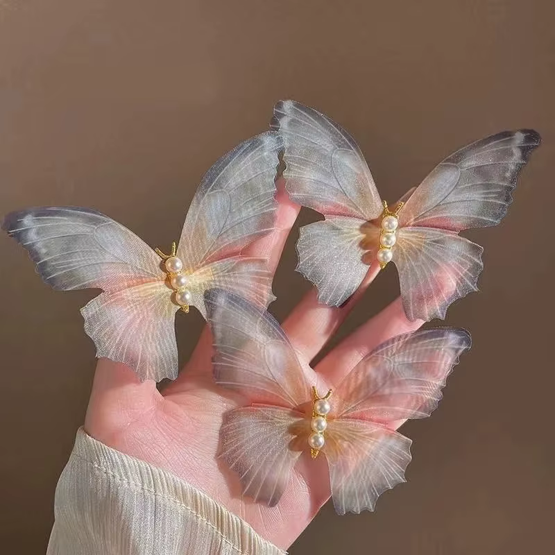 Pinces à cheveux rétro en dentelle papillon pour femmes