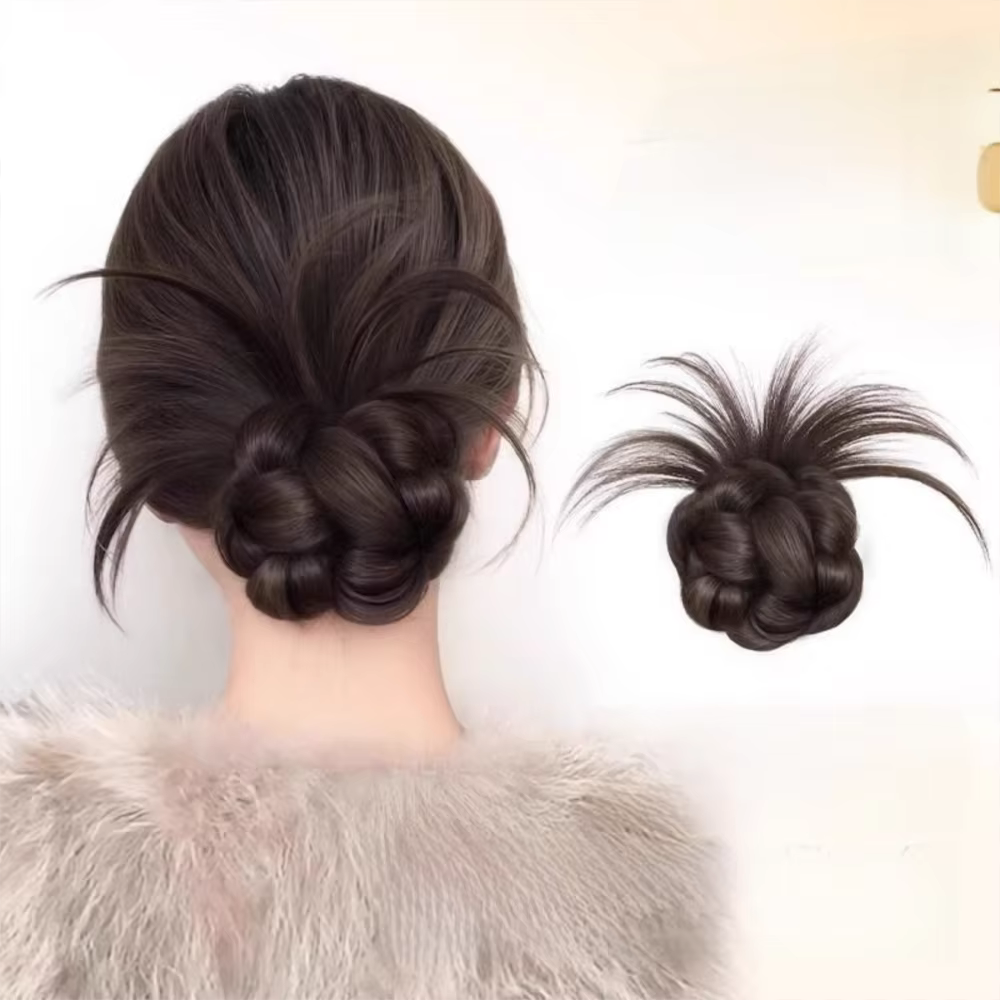 Nouveau cheveux synthétiques chignon griffe pince moelleux naturel noir