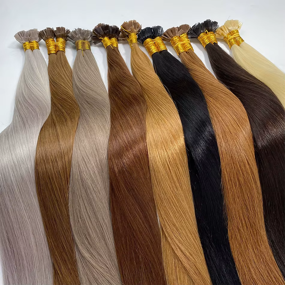 KerBrian-Extensions de cheveux à pointe plate pré-collées