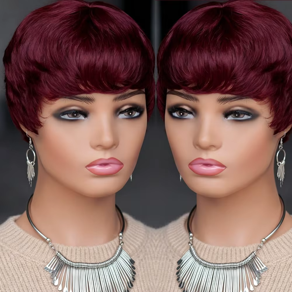 Perruque courte pour femme en cheveux humains